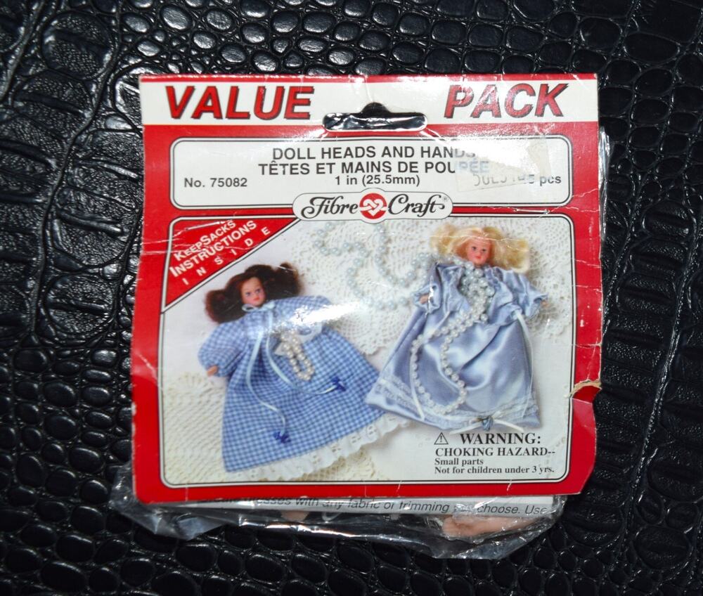 Vtg Doll Heads &Hands 1"-15 pc Fibre Craft 75082 New NIP Light Complexion Blonde